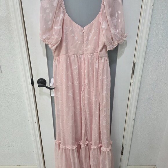 Lulus Pastel Pink Puff Sleeve Maxi Dress 1X | Romantic Vibes - Picture 13 of 16